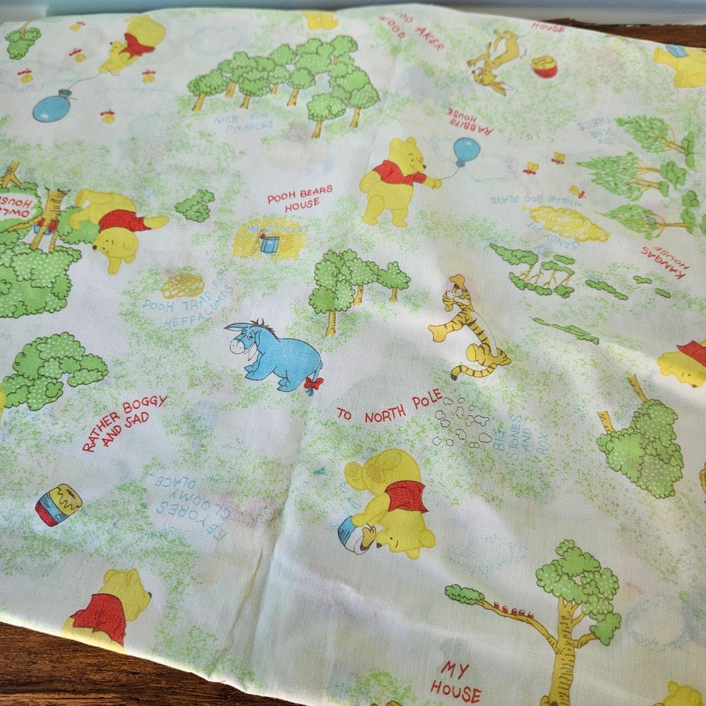 Vintage Winnie the Pooh 100 Acre Wood Fabric Remnant Disney Tigger Eeyore 1.5yds